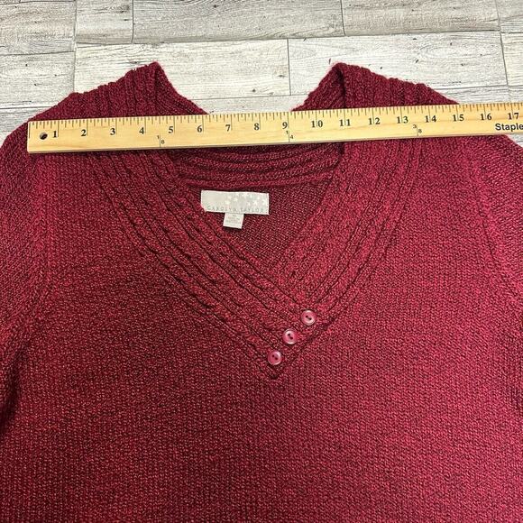 Carolyn Taylor | V-Neck Knit Pullover Sweater | Red | XL - Picture 4 of 9